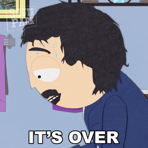 A Cartoon Character Says It 'S Over With Tears Coming Out Of His Eyes GIF