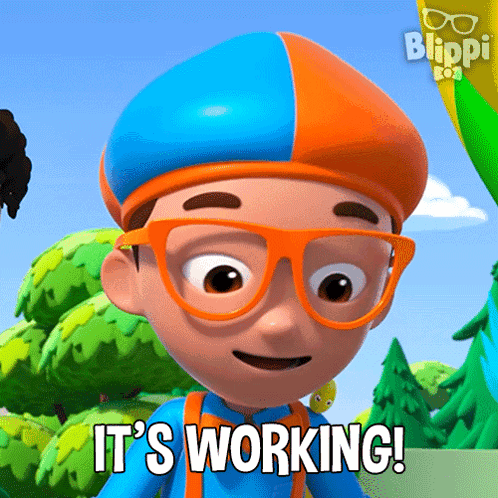 A Cartoon Character Says It 'S Working While Wearing Glasses GIF