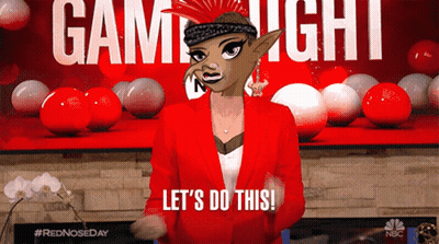 A Cartoon Character Says Let 'S Do This In Front Of A Game Night Banner GIF