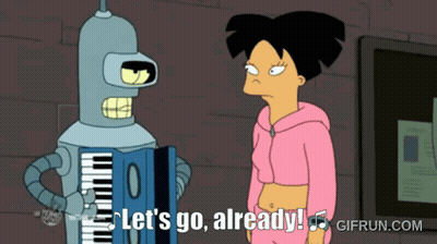 A Cartoon Character Says Let 'S Go Already In Front Of A Woman GIF