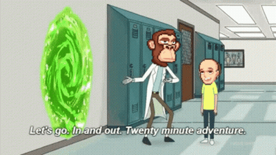 A Cartoon Character Says Let 'S Go In And Out And Twenty Minute Adventure GIF