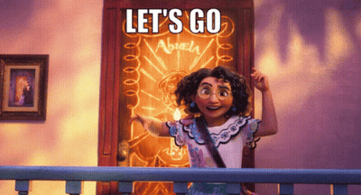 A Cartoon Character Says Let 'S Go In Front Of A Sign That Says Abrela GIF