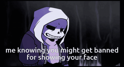 A Cartoon Character Says " Me Knowing You Might Get Banned " GIF