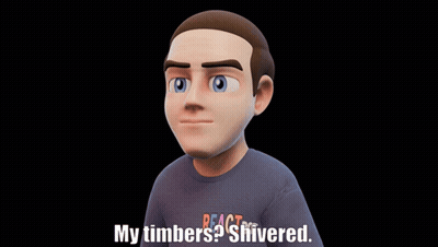 A Cartoon Character Says " My Timbers ? Shivered " GIF