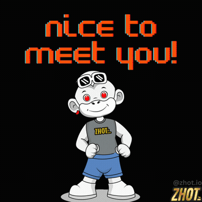 A Cartoon Character Says Nice To Meet You With A Black Background GIF