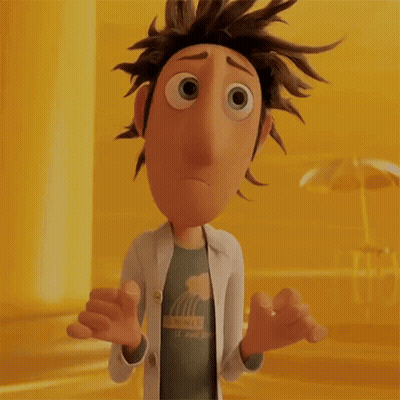 A Cartoon Character Says " No Big Deal " In A Yellow Room GIF