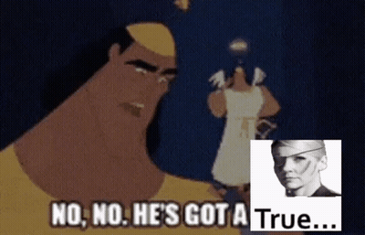 A Cartoon Character Says No No He 'S Got A True Next To A Picture Of A Man GIF