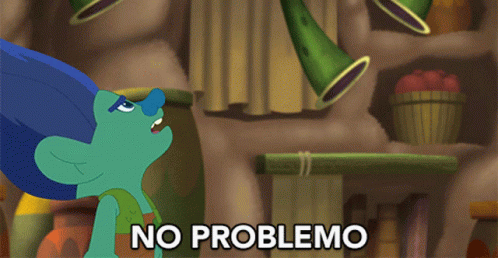 A Cartoon Character Says No Problemo In Front Of A Wall GIF