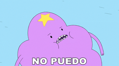 A Cartoon Character Says No Puedo In White Letters GIF