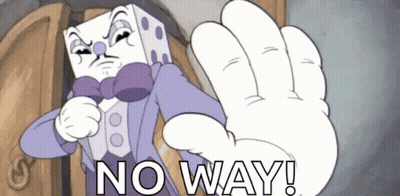 A Cartoon Character Says " No Way " With A Stop Sign GIF