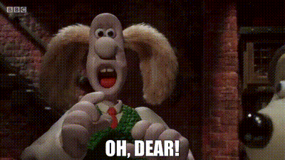 A Cartoon Character Says " Oh Dear " While Holding Something In His Hand GIF