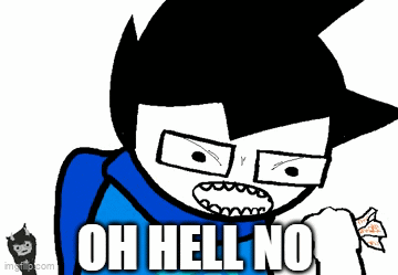 A Cartoon Character Says Oh Hell No With A Blue Scarf Around His Neck GIF