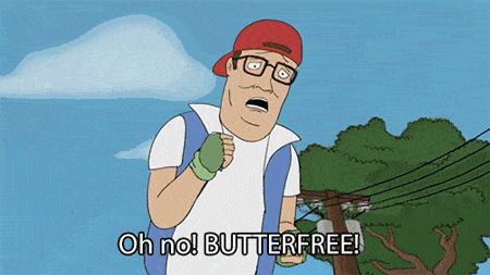 A Cartoon Character Says Oh No Butter Free GIF