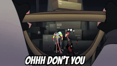 A Cartoon Character Says " Ohhh Don 'T You " In Front Of A Stack Of Boxes GIF