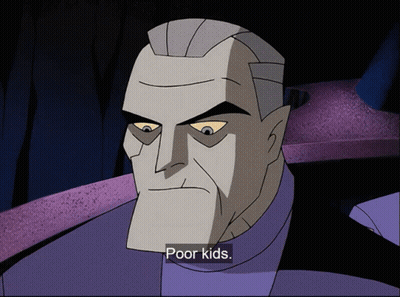 A Cartoon Character Says Poor Kids At The Bottom Of The Screen GIF