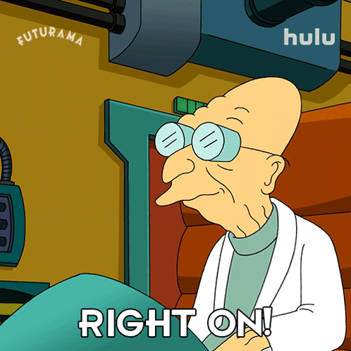 A Cartoon Character Says Right On In Front Of A Hulu Logo GIF