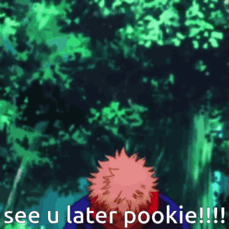 A Cartoon Character Says See U Later Pookie In Front Of A Forest GIF