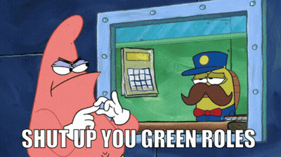A Cartoon Character Says Shut Up You Green Roles In Front Of Another Character GIF
