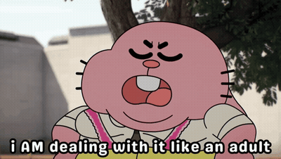 A Cartoon Character Says That He Is Dealing With It Like An Adult GIF