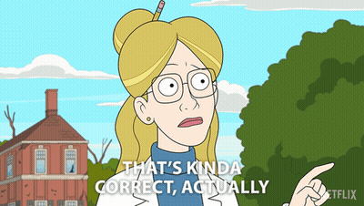A Cartoon Character Says That 'S Kinda Correct Actually In Front Of A House GIF