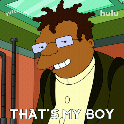 A Cartoon Character Says That 'S My Boy In Front Of A Hulu Logo GIF