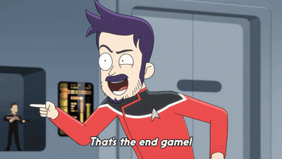 A Cartoon Character Says That 'S The End Game While Pointing At Something GIF