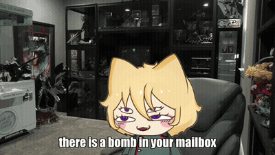A Cartoon Character Says There Is A Bomb In Your Mailbox In A Living Room GIF