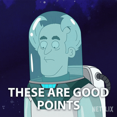 A Cartoon Character Says These Are Good Points On The Bottom GIF