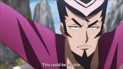 A Cartoon Character Says This Could Be Trouble In A Purple Shirt GIF