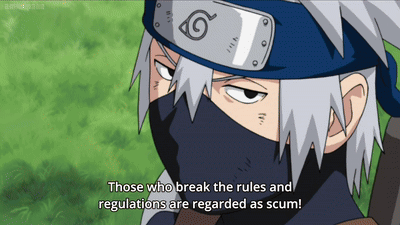 A Cartoon Character Says " Those Who Break The Rules And Regulations Are Regarded As Scum " GIF