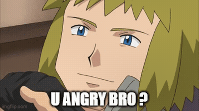 A Cartoon Character Says " U Angry Bro " While Holding Something In His Hand GIF