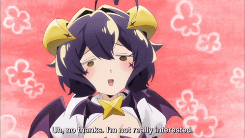 A Cartoon Character Says Uh No Thanks I M Not Really Interested GIF