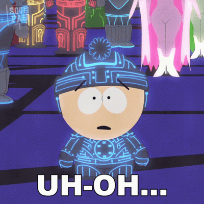 A Cartoon Character Says Uh-Oh In Front Of A Purple Background GIF