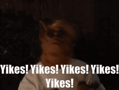 A Cartoon Character Says " Vikes Yikes Yikes Yikes Yikes Yikes " GIF