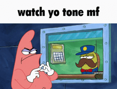 A Cartoon Character Says Watch Yo Tone Mf On The Bottom GIF