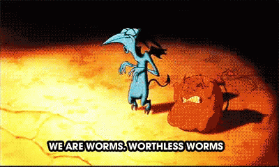 A Cartoon Character Says We Are Worms GIF
