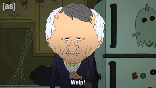 A Cartoon Character Says Welp In Front Of A Fridge GIF
