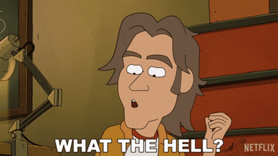 A Cartoon Character Says What The Hell In Front Of A Lamp GIF