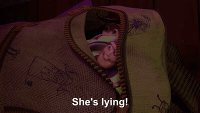 A Cartoon Character Says " Whatever She Says Is Not True " In Front Of A Black Sabbath Poster GIF
