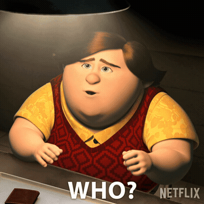 A Cartoon Character Says " Who " In Front Of A Netflix Logo GIF