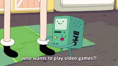 A Cartoon Character Says " Who Wants To Play Video Games ? " GIF