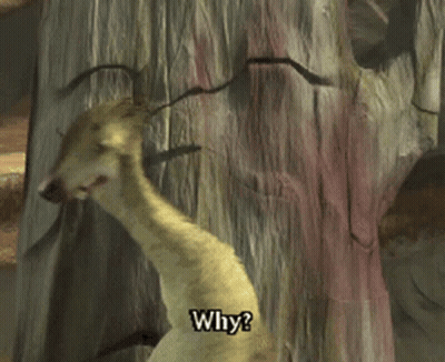 A Cartoon Character Says Why In Front Of A Tree GIF