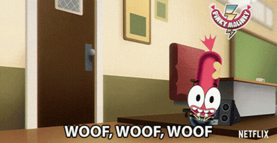 A Cartoon Character Says Woof Woof Woof On A Netflix Ad GIF
