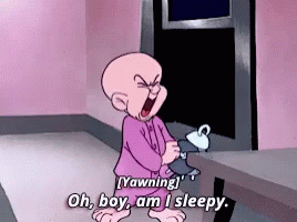 A Cartoon Character Says " Yawning " Oh Boy Am I Sleepy GIF