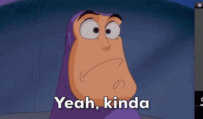 A Cartoon Character Says " Yeah Kinda " In A Purple Suit GIF