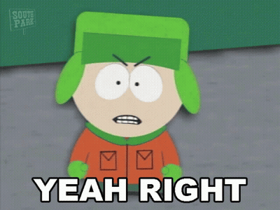 A Cartoon Character Says Yeah Right In Front Of A South Park Logo GIF