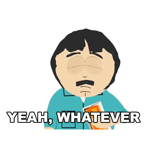 A Cartoon Character Says Yeah Whatever While Holding A Magazine Sticker