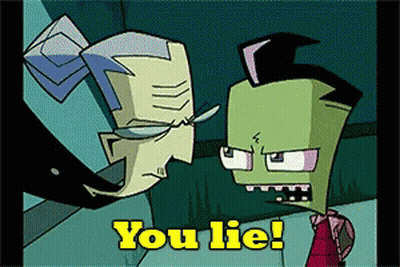 A Cartoon Character Says " You Lie " In Yellow GIF