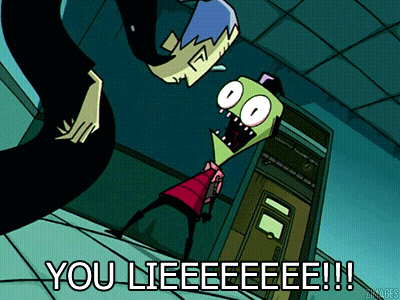 A Cartoon Character Says " You Lieeeee !!! " In A Hallway GIF