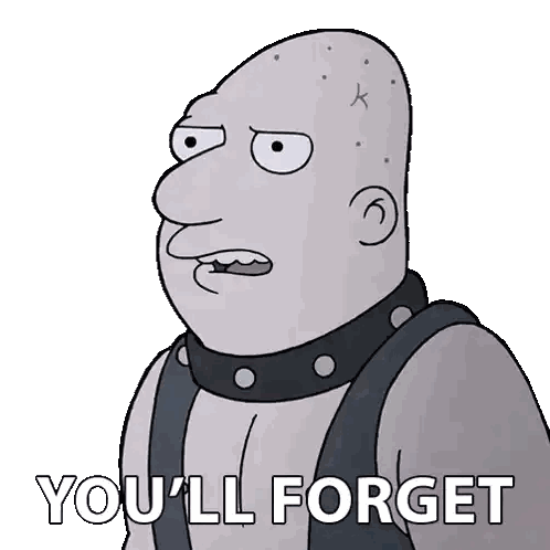 A Cartoon Character Says " You 'Ll Forget " In Front Of Him Sticker
